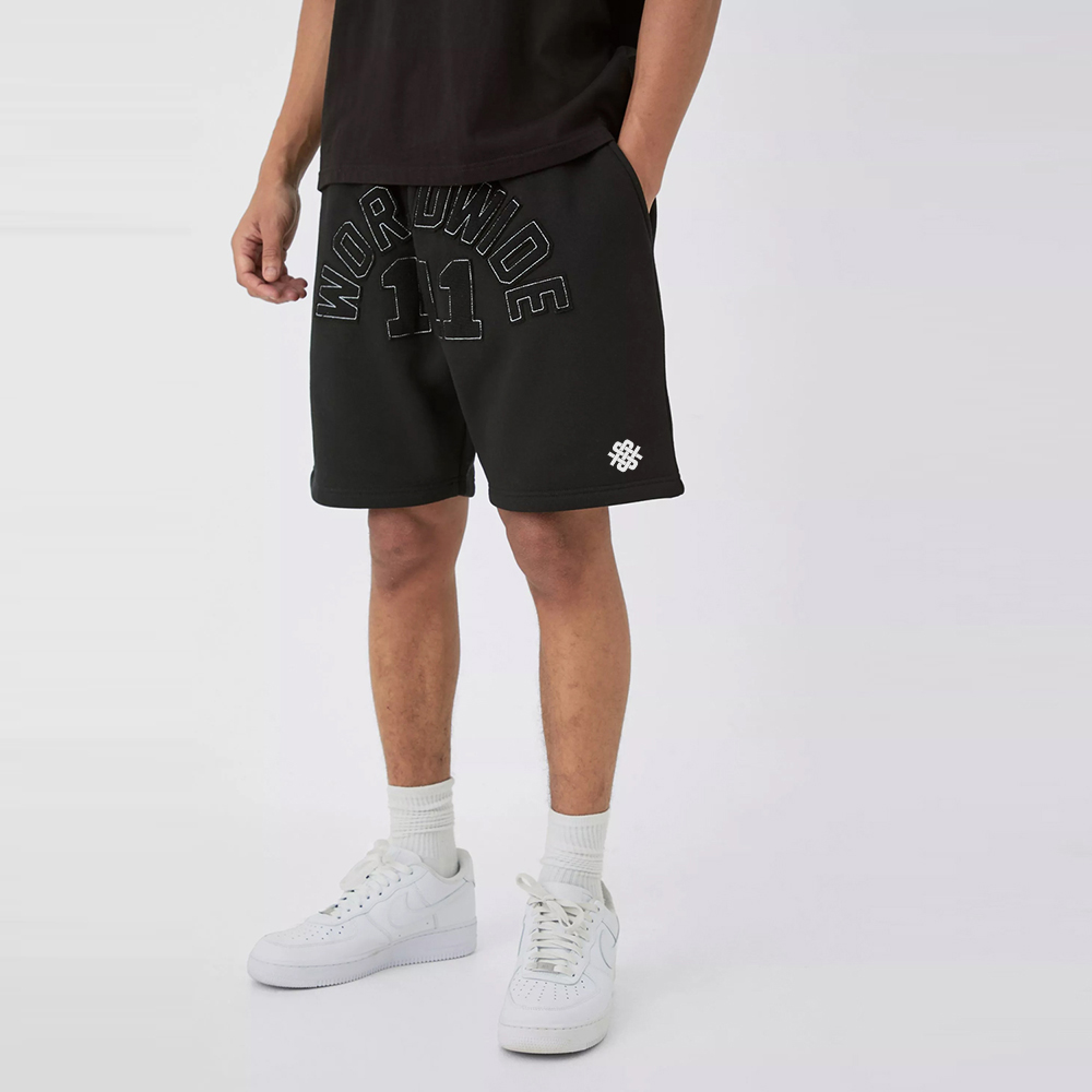 Relaxed Mid Length Waffle Applique Shorts